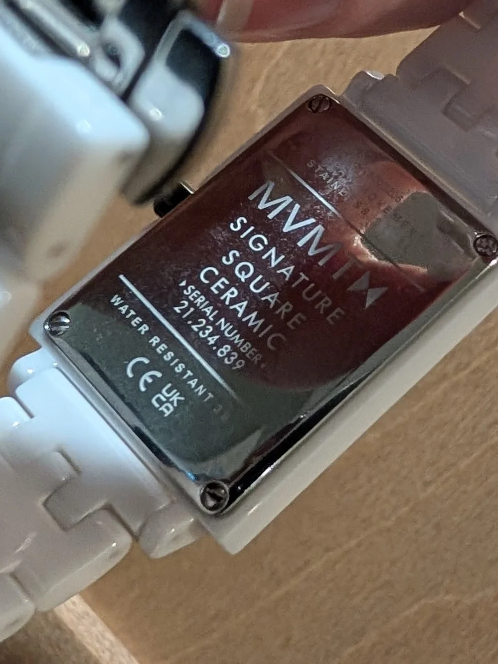 MVMT White Ceramic Rectangular Watch with White Dial